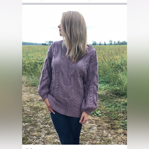 Mauve Sweater with Balloon Sleeves Size L - Picture 1 of 4